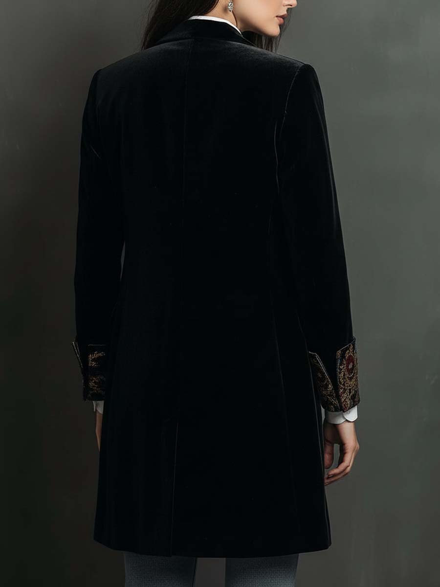 Abrigo Blazer Isadora de Terciopelo con Detalles Jacquard