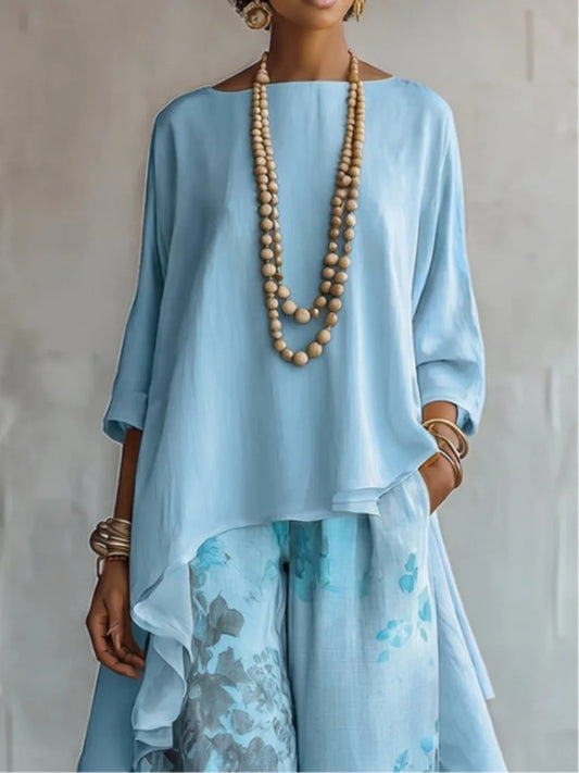 GINEVRA | CONJUNTO ASIMETRICO FLORAL FLUIDO