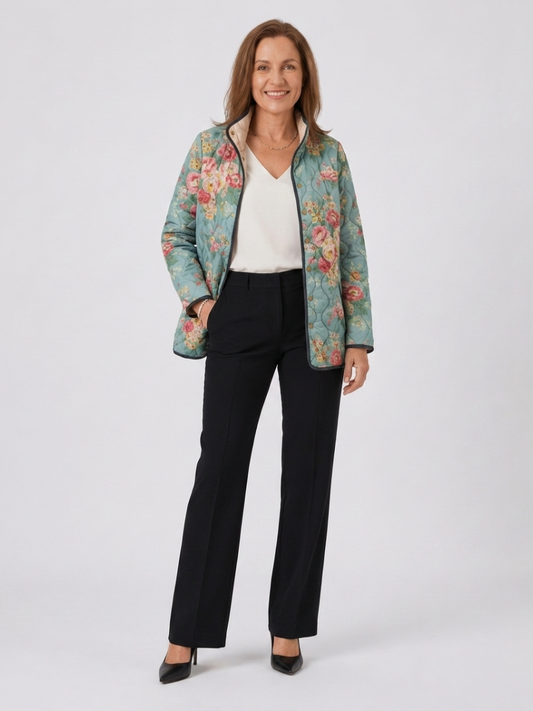 Chaqueta Acolchada Floral Marina
