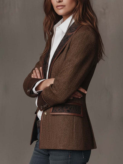 Blazer Amalia de Espiga con Solapas Paisley