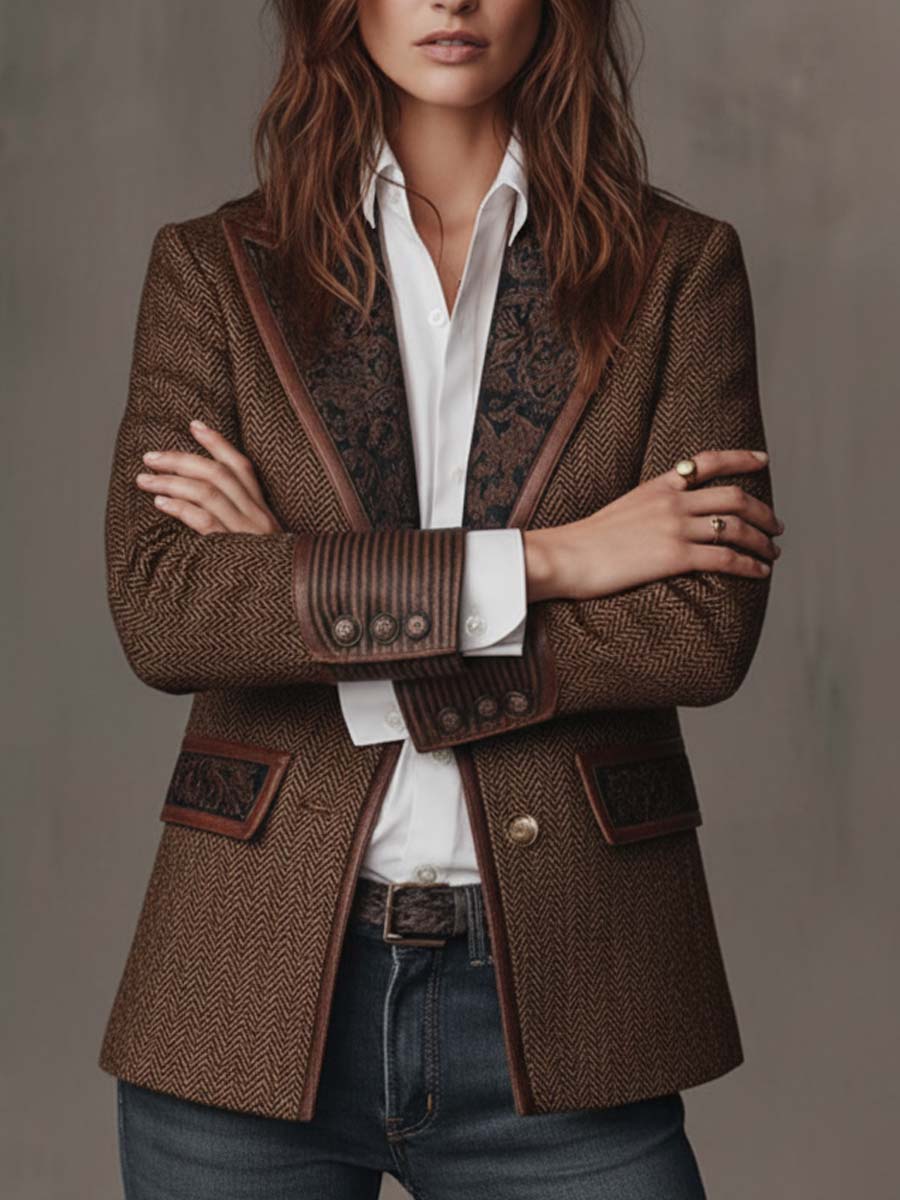 Blazer Amalia de Espiga con Solapas Paisley