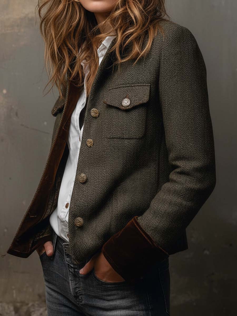 Chaqueta Olivia de Espiga Verde Oliva