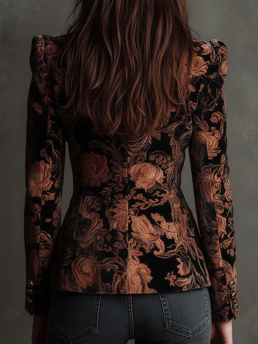 Blazer Leonor Jacquard Floral Cobrizo
