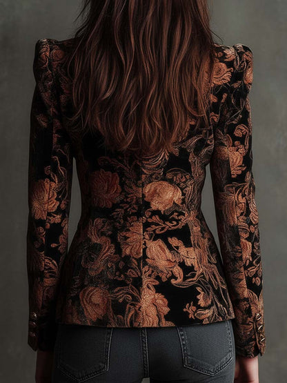 Blazer Leonor Jacquard Floral Cobrizo