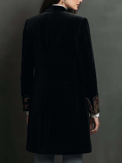 Abrigo Blazer Isadora de Terciopelo con Detalles Jacquard