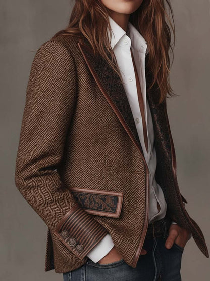Blazer Amalia de Espiga con Solapas Paisley