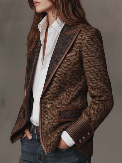 Blazer Amalia de Espiga con Solapas Paisley
