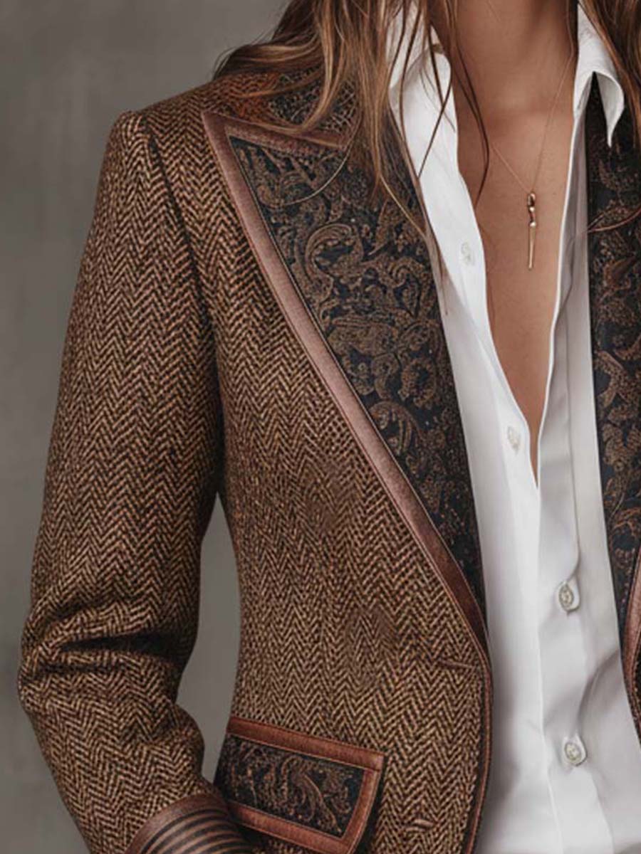 Blazer Amalia de Espiga con Solapas Paisley