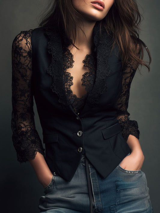 Chaqueta Natalia con Encaje Negro