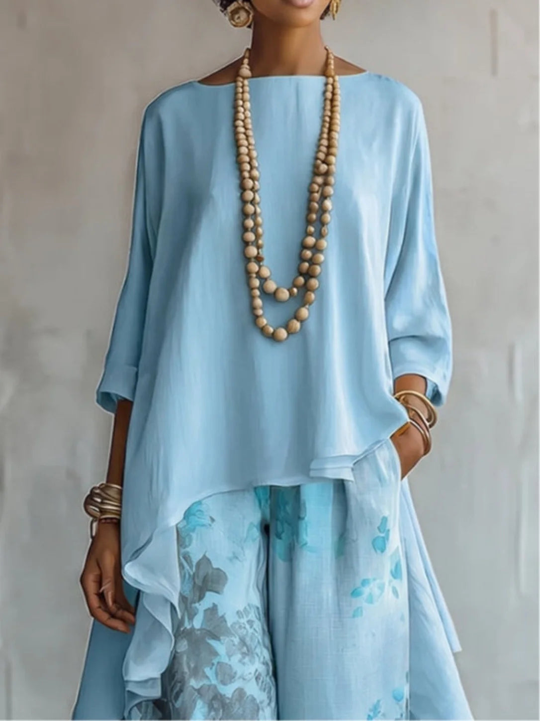 GINEVRA | CONJUNTO ASIMETRICO FLORAL FLUIDO