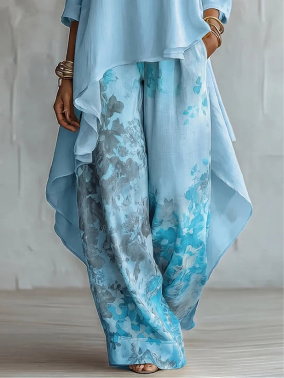 GINEVRA | CONJUNTO ASIMETRICO FLORAL FLUIDO