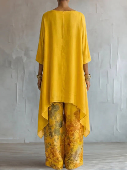 GINEVRA | CONJUNTO ASIMETRICO FLORAL FLUIDO