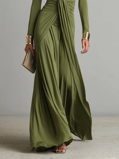 VESTIDO LARGO DE SEDA CON ESCOTE EN V