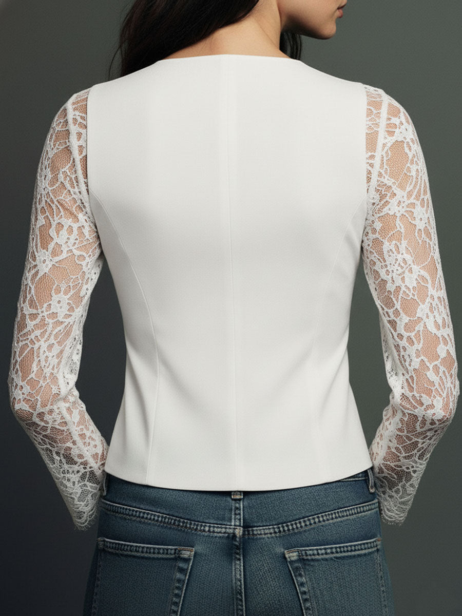 Chaqueta Aurelia con Encaje Rosa Empolvado