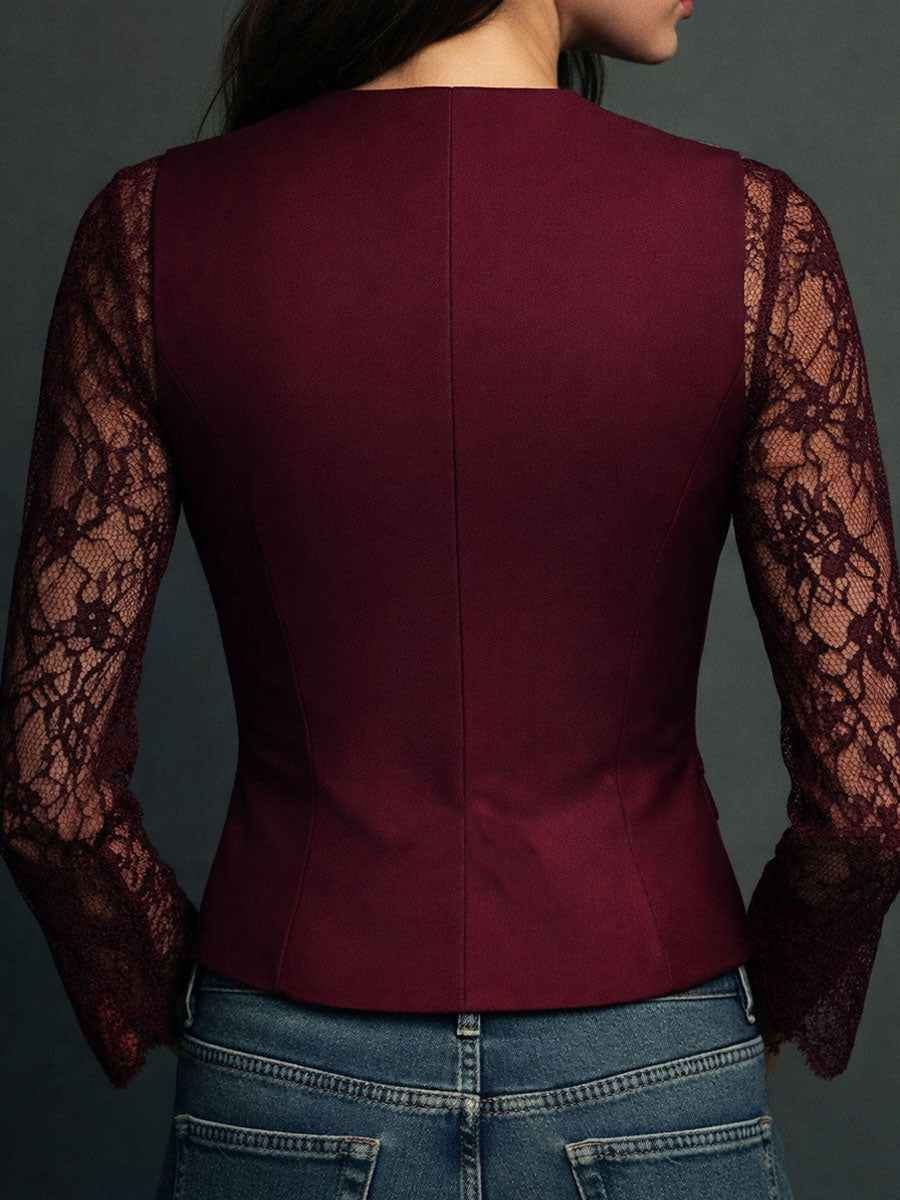 Chaqueta Sofía con Encaje Burdeos