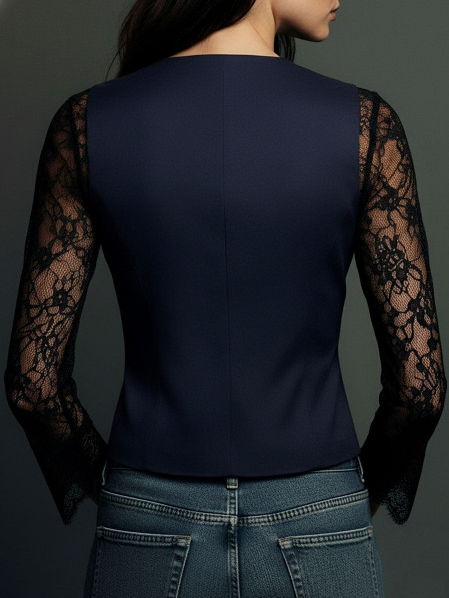 Chaqueta Sofía con Encaje Burdeos