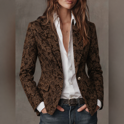 Blazer Adriana Jacquard Floral Marrón