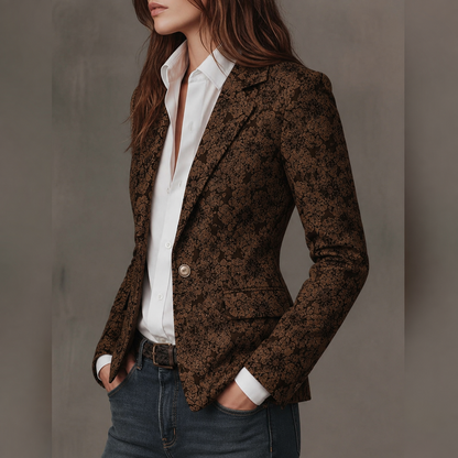 Blazer Adriana Jacquard Floral Marrón