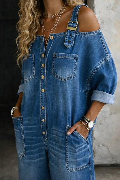 Mono Vaquero Oversize con Hombros Descubiertos