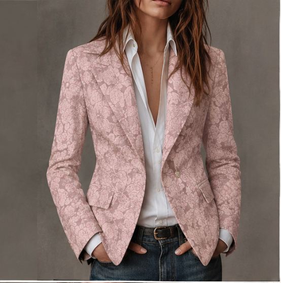Blazer Adriana Jacquard Floral Marrón