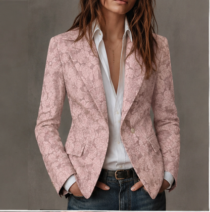 Blazer Adriana Jacquard Floral Marrón
