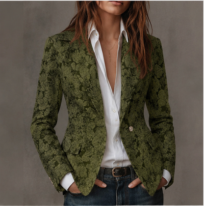 Blazer Adriana Jacquard Floral Marrón