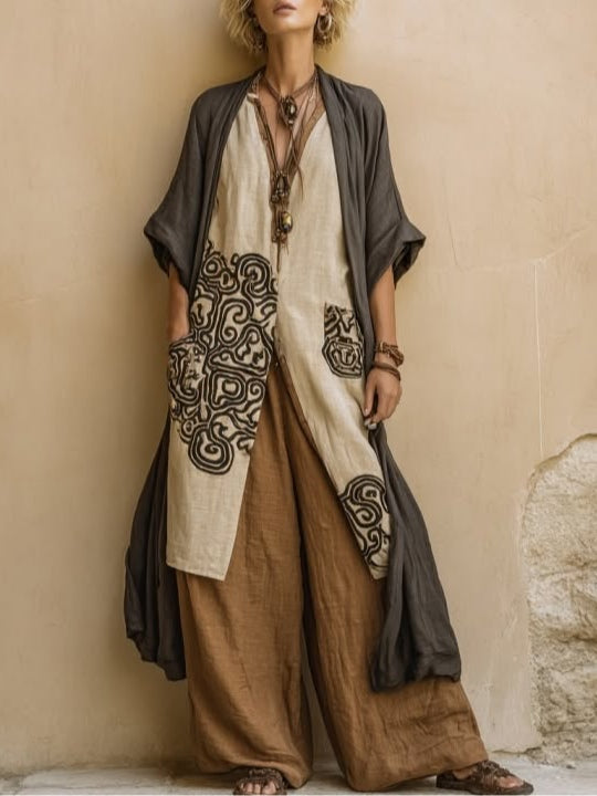 CONJUNTO BOHEMIO LARGO BORDADO