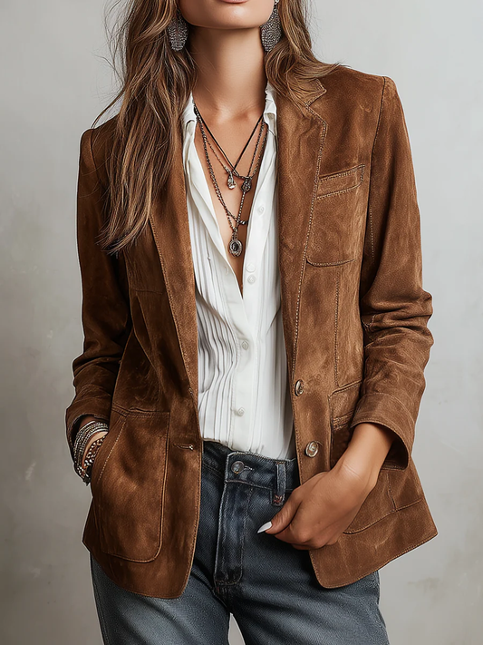 Blazer Daniela Efecto Ante Marrón