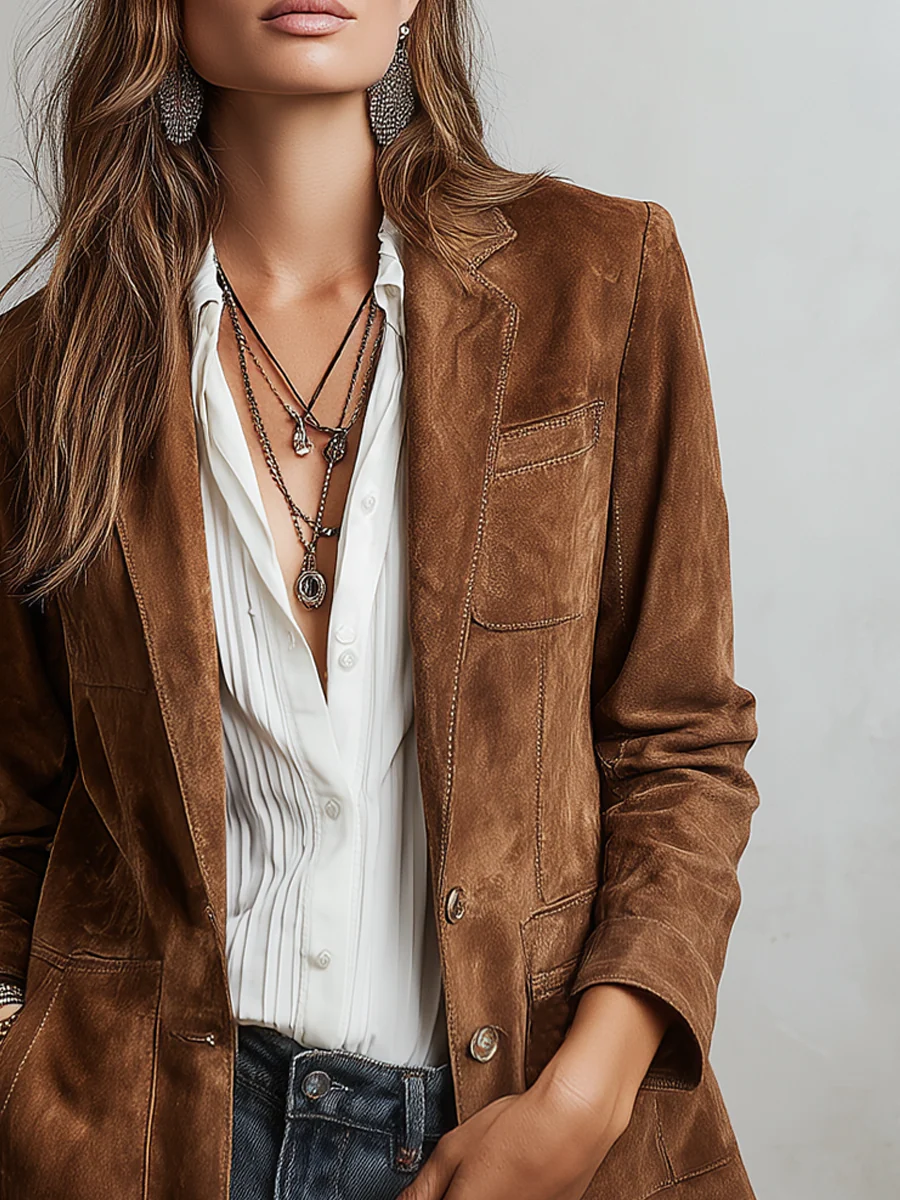Blazer Daniela Efecto Ante Marrón