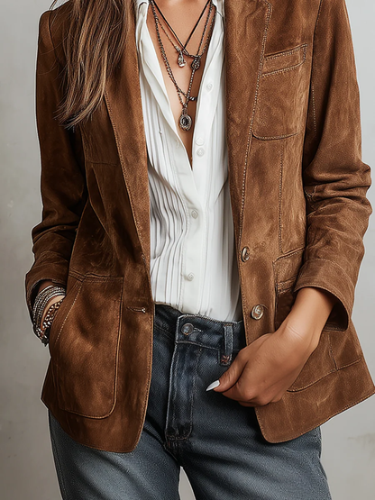Blazer Daniela Efecto Ante Marrón