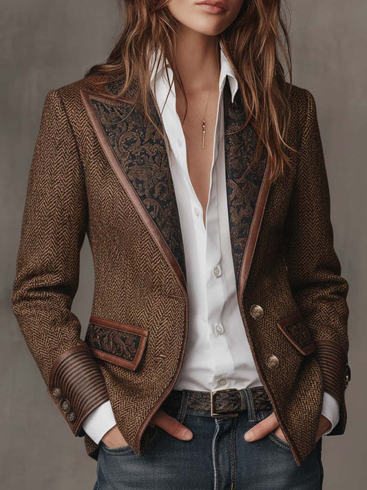 Blazer Amalia de Espiga con Solapas Paisley