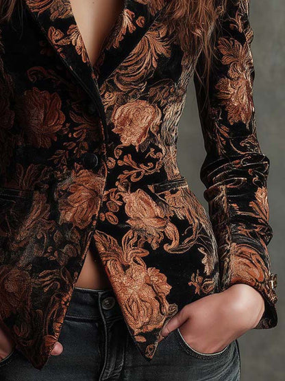 Blazer Leonor Jacquard Floral Cobrizo