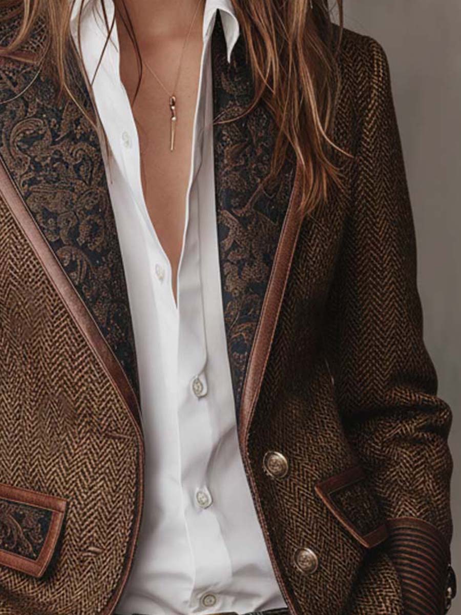 Blazer Amalia de Espiga con Solapas Paisley
