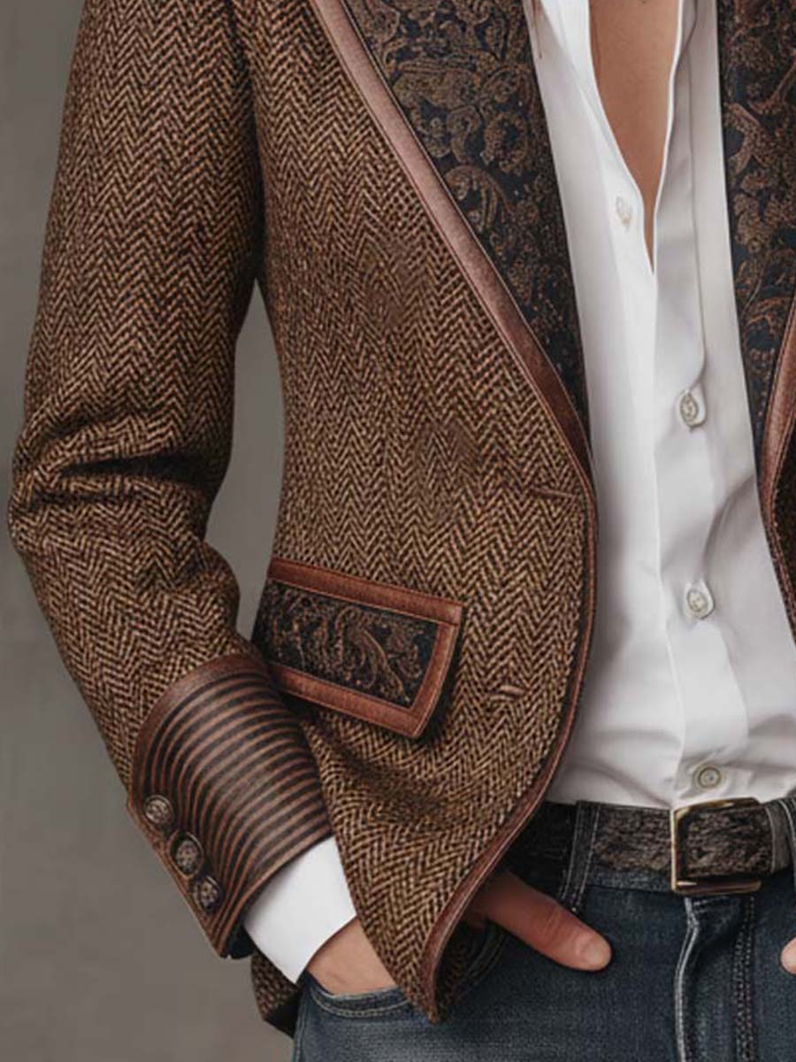 Blazer Amalia de Espiga con Solapas Paisley