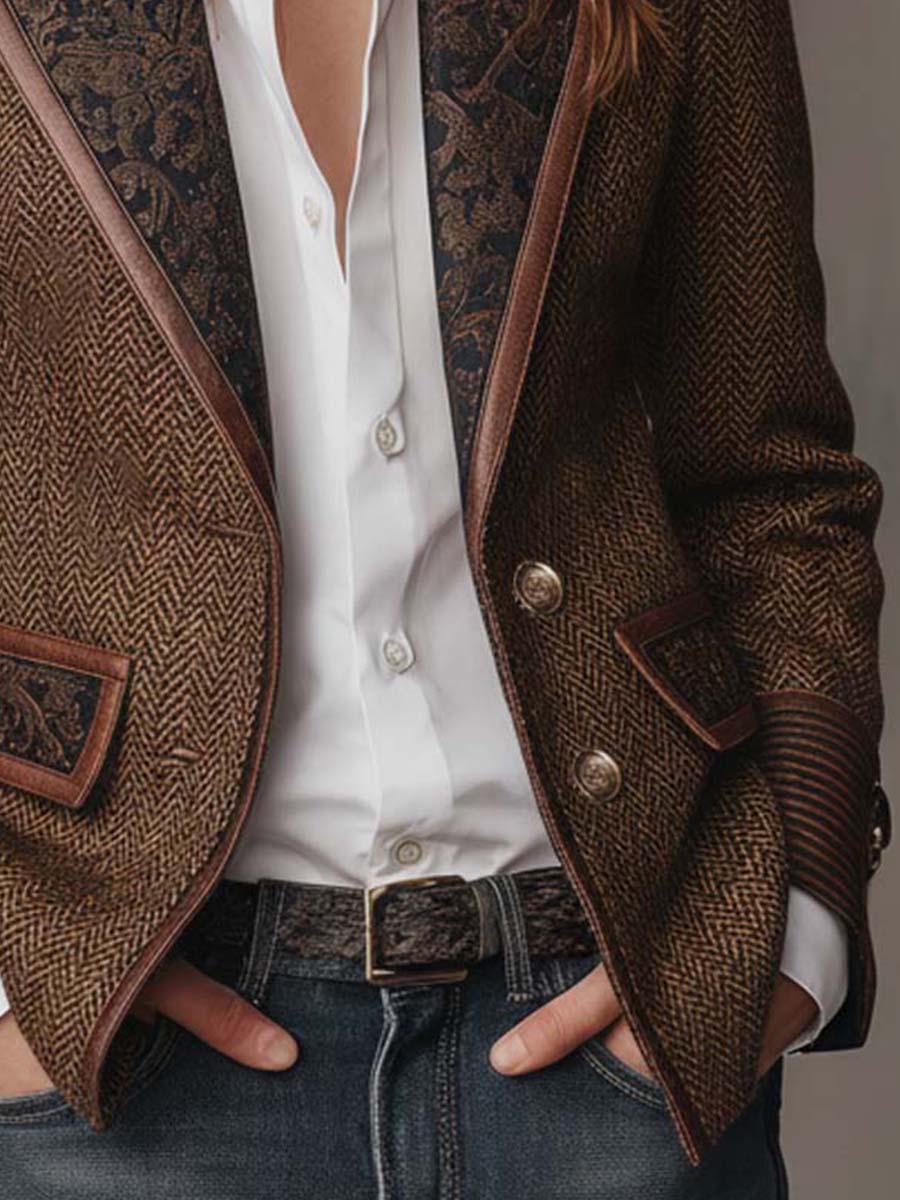 Blazer Amalia de Espiga con Solapas Paisley