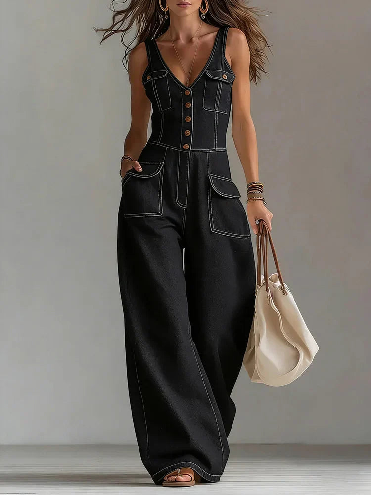 Mono Denim Elegante de Pernera Ancha