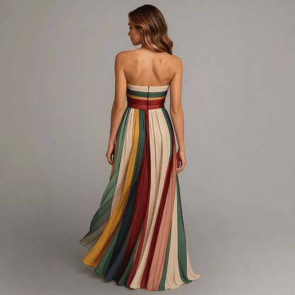 VESTIDO LARGO DE COLORES SIN MANGAS