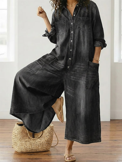 Mono Vaquero Oversize Negro de Manga Larga