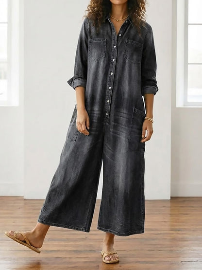 Mono Vaquero Oversize Negro de Manga Larga